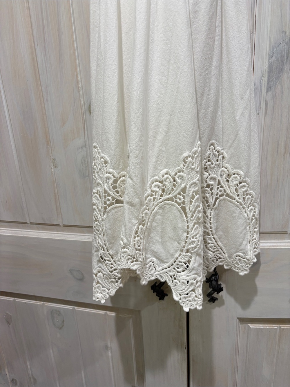 Free People Intimates Cream Heavy Embroidered Mini Slip Dress with Delicate Stp - Picture 7 of 8